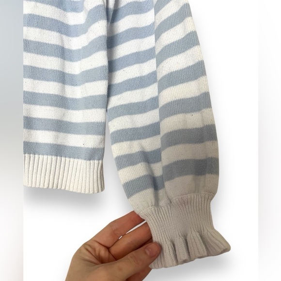 Janie and Jack Girls Striped Ruffle Lemon Sweater - Picture 5 of 9